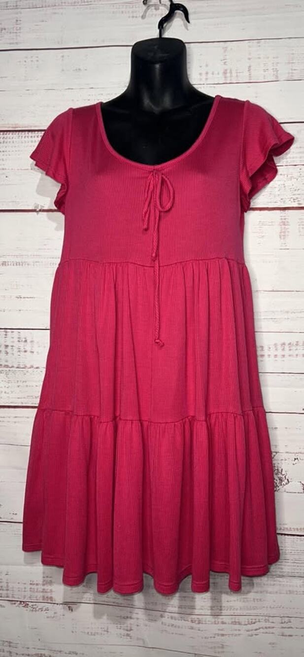 See You Monday | Pink Tiered Babydoll Fit Tunic | Medium